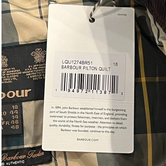 NWT BARBOUR Pilton Quilted Jacket In Chestnut (US/14) - Picture 9 of 11